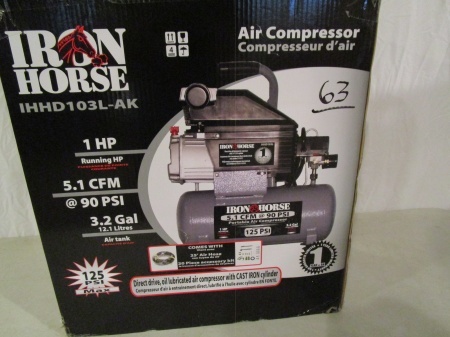 lot 63 image: Iron Horse 3.2 Gallon Air Compressor