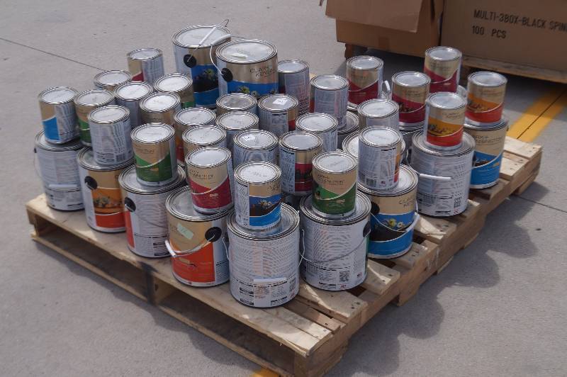 lot 12 image: Pallet of NEW Cans of Paint