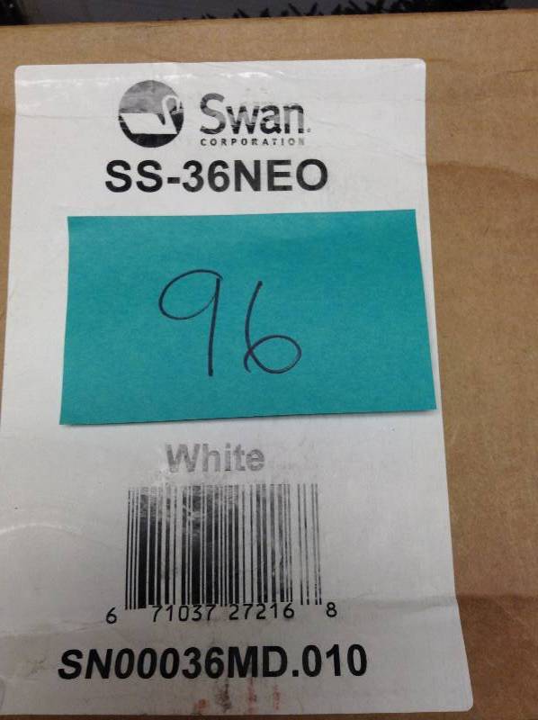 lot 96 image: Swan Neo Angle 36 in. x 36 in. Solid Surface Single Threshold Shower Floor in White