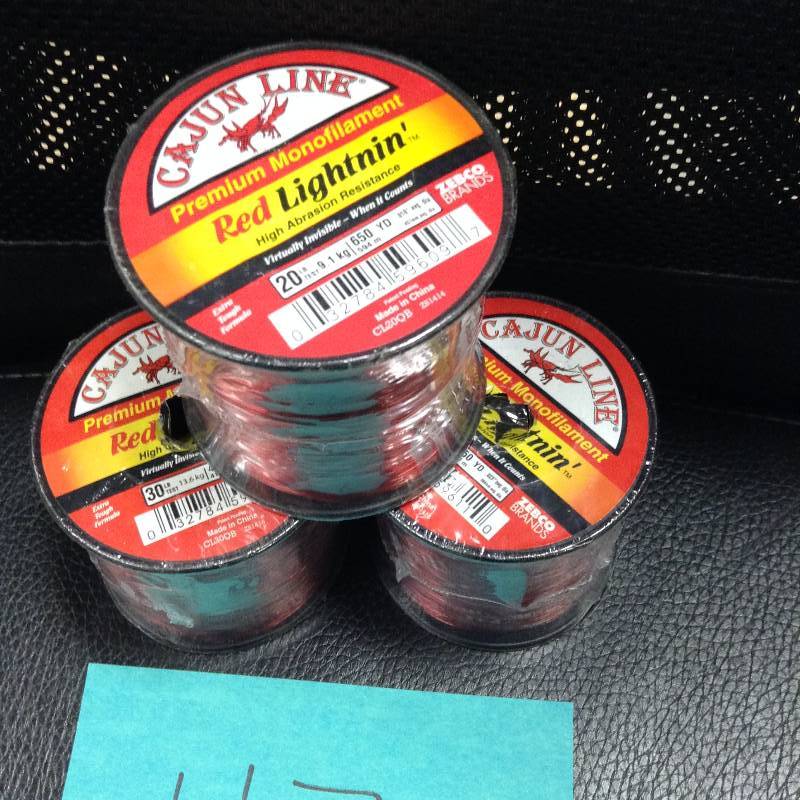 lot 117 image: Lot of 3 Cajun Line Red Lightnin 20 LB 650 Yd