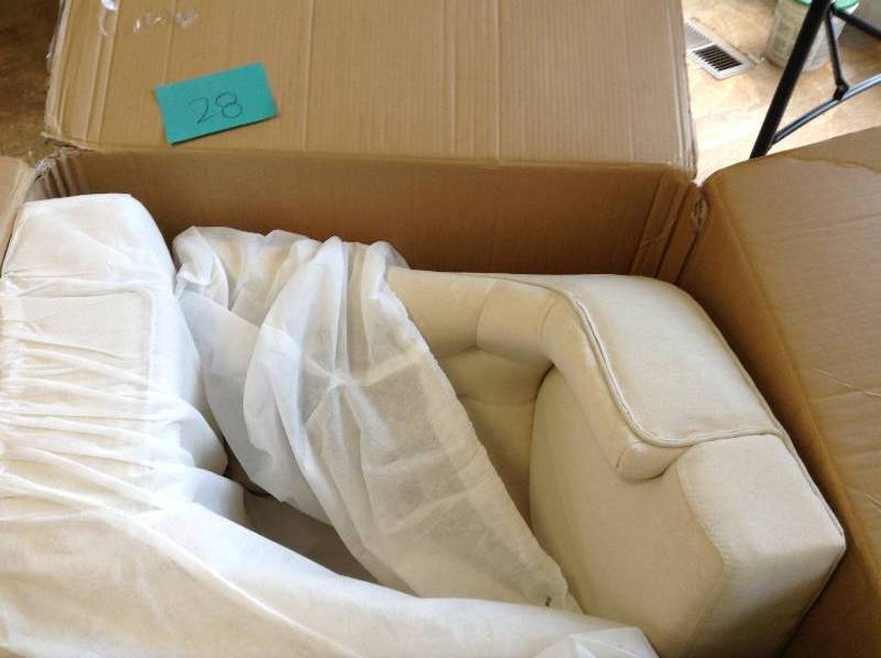 lot 28 image: Set of 2 Fabric Dining chairs leisure padded chairs with wood legs