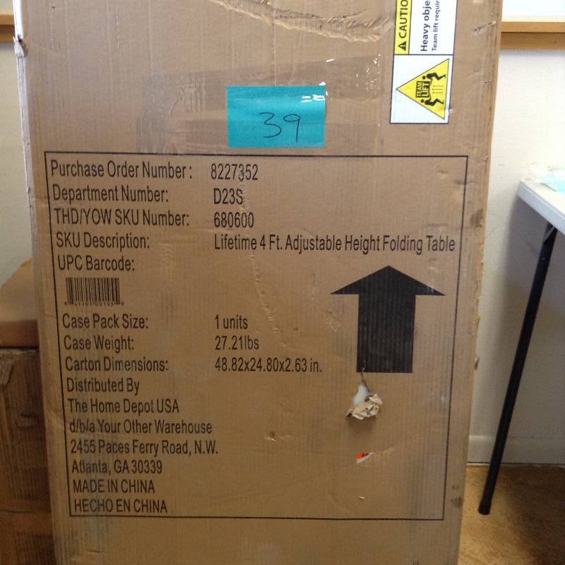 lot 39 image: Life time 4 ft Adjustable Folding Chair