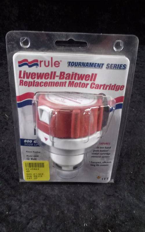 lot 47 image: Rule Tournament Series LivewellBaitwell Replace Motor Cartridge 800 GPH, 12v
