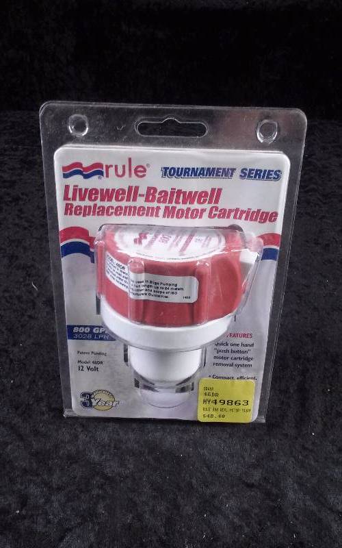 lot 48 image: Rule Tournament Series LivewellBaitwell Replace Motor Cartridge 800 GPH, 12v
