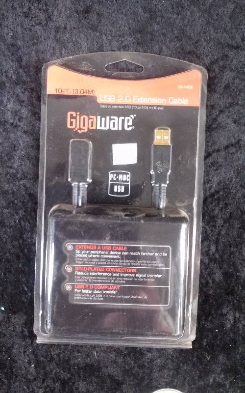 lot 72 image: Gigaware USB 2.0 Extension Cable, 10ft, PC-MAC-USB, PN 04A13
