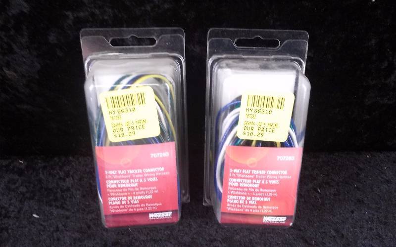 lot 100 image: Lot - (2) Wesbar 5-Way Flat Trailer Connector, 4ft Wishbone Trailer Wiring Harness