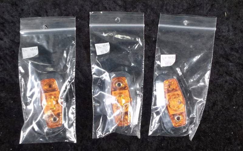 lot 127 image: Lot - (3) LED Mini Amber Marker Light, Chrome Cover