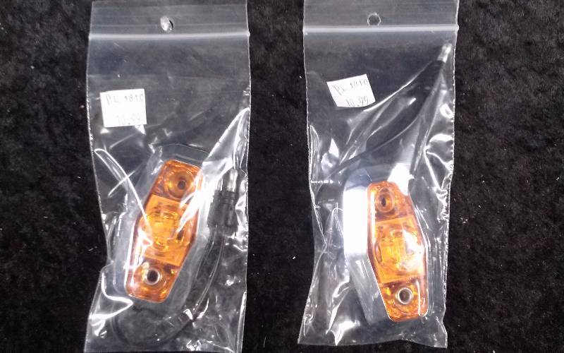 lot 128 image: Lot - (2) LED Mini Amber Marker Light, Chrome Cover