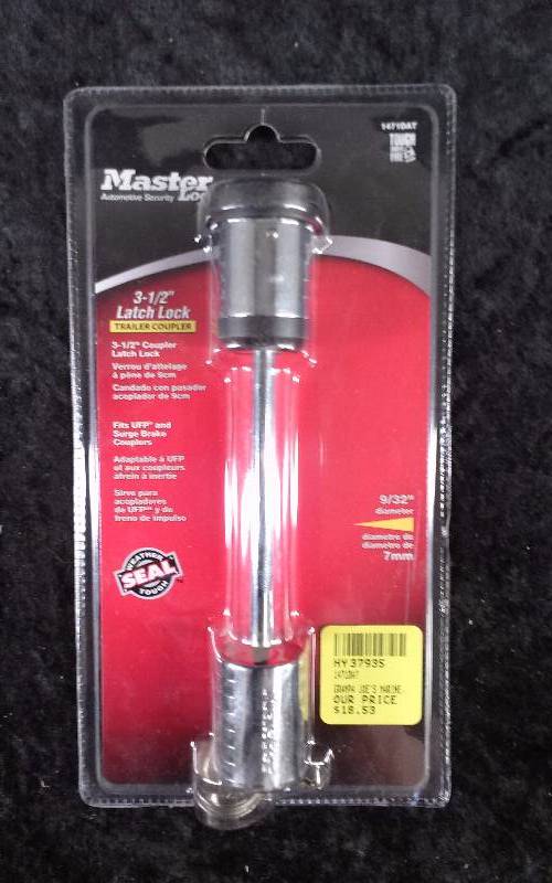lot 179 image: Master Lock 3 12 Latch Lock Trailer Coupler 932 dia, PN 1471DAT