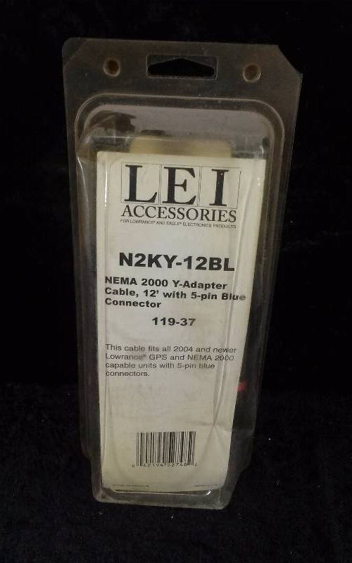 lot 375 image: LEI Accessories NEMA 2000 Y Adapter Cable, 12 FT, w5 Pin Blue Connector, N2KY-12BL, PN 119-37