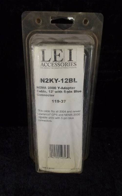 lot 376 image: LEI Accessories NEMA 2000 Y Adapter Cable, 12 FT, w5 Pin Blue Connector, N2KY-12BL, PN 119-37