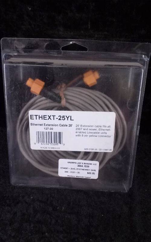 lot 386 image: Lowrance Ethernet Extension Cable, 25FT, ETHEXT-25YL, PN 127-30
