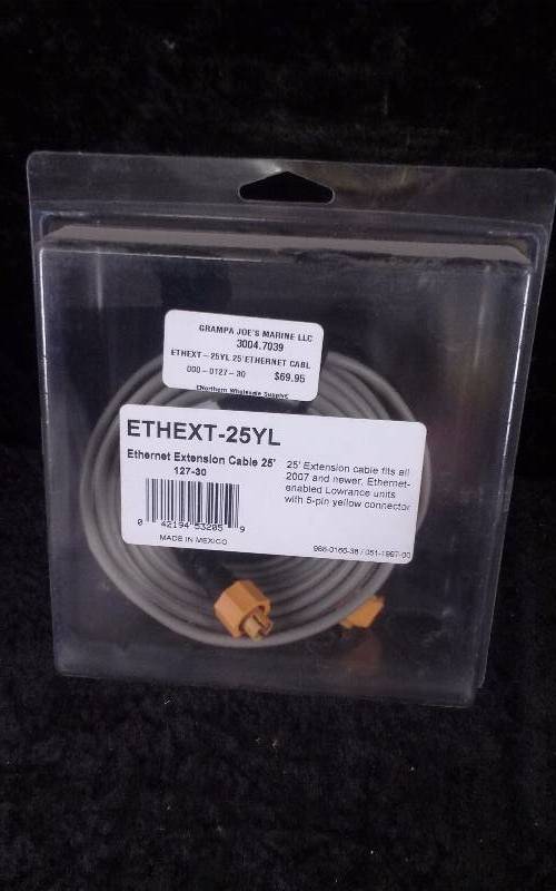 lot 387 image: Lowrance Ethernet Extension Cable, 25FT, ETHEXT-25YL, PN 127-30