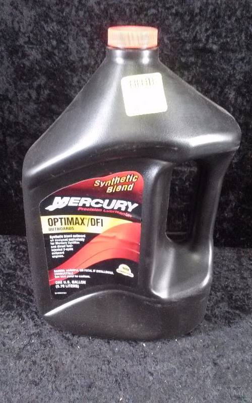 lot 447 image: OIL - Mercury OptiMaxDFI Outboard Synthetic Blend, 1 Gallon