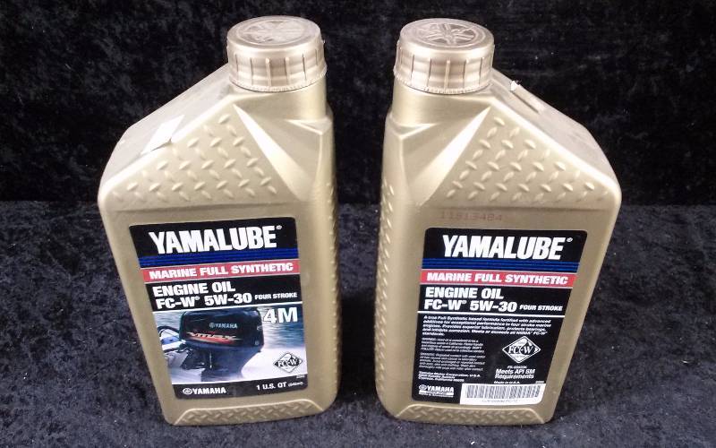 lot 477 image: OIL - (2) Yamalube Marine Synthetic Engine Oil, 4-Stroke, 4M, FC-W, 5W-30, 1qteach