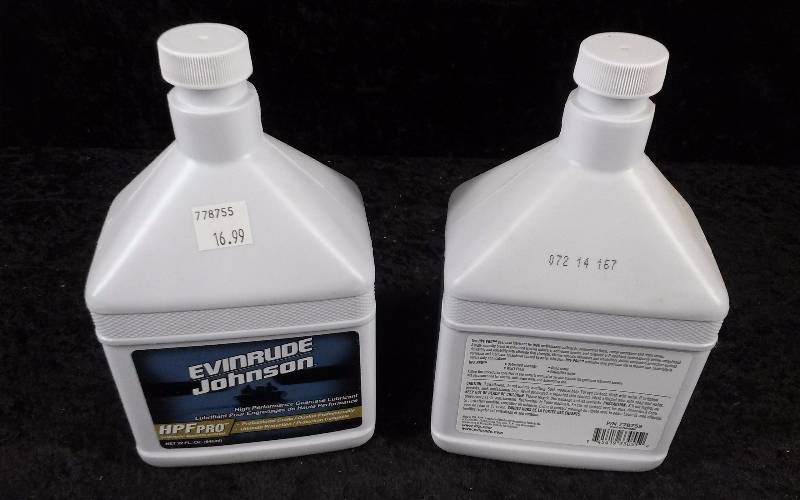 lot 484 image: OIL - (2) Evinrude High Performance Gearcase Lubricant, HPFPRO, 1qteach