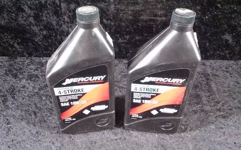 lot 491 image: OIL - (2) Mercury Outboard Oil, 4-Stroke, SAE 10W-30, 1qteach