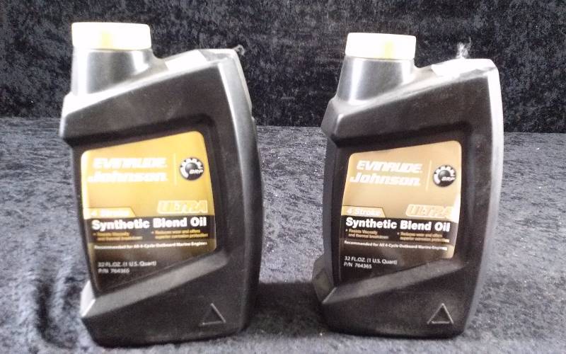lot 494 image: OIL - (2) Evinrude 4-Stroke, Synthetic Blend Oil, 1qteach