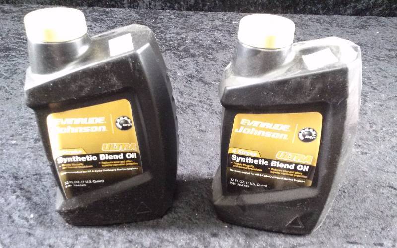 lot 495 image: OIL - (2) Evinrude 4-Stroke, Synthetic Blend Oil, 1qteach