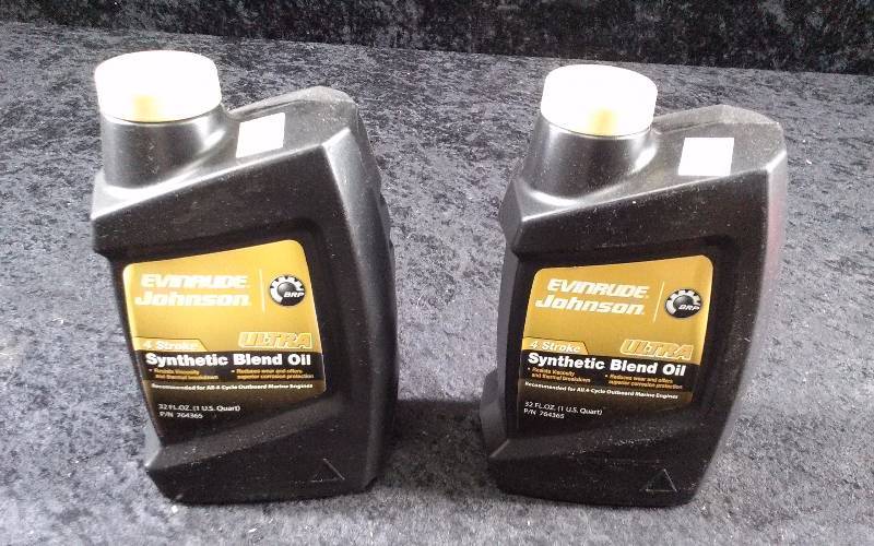 lot 497 image: OIL - (2) Evinrude 4-Stroke, Synthetic Blend Oil, 1qteach