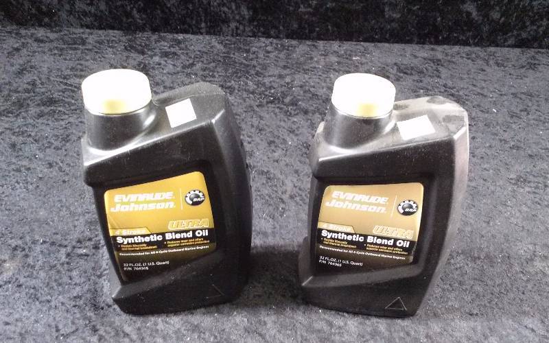 lot 499 image: OIL - (2) Evinrude 4-Stroke, Synthetic Blend Oil, 1qteach