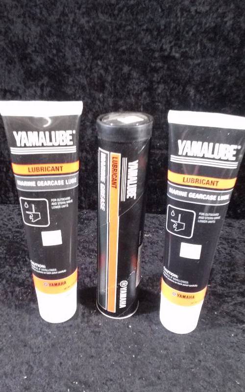 lot 600 image: Lot - (2) Yamalube Marine Gearcase Lube, 10 oz & (1) Marine Grease, 14oz