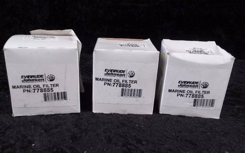lot 665 image: FILTER - (3) Evinrude Marine Oil Filter, PN 778885