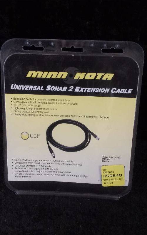 lot 800 image: MinnKota Universal Sonar 2 Extension Cable, 14 12FT, MKR-US2-11, PN 1852080