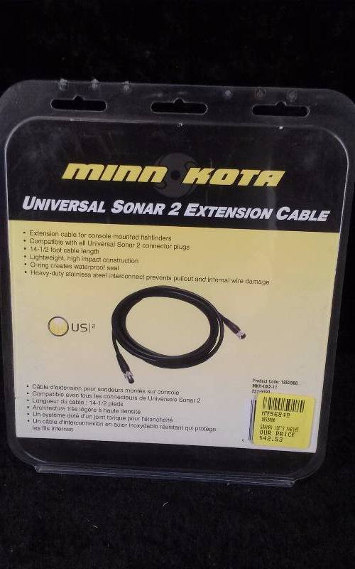 lot 801 image: MinnKota Universal Sonar 2 Extension Cable, 14 12FT, MKR-US2-11, PN 1852080