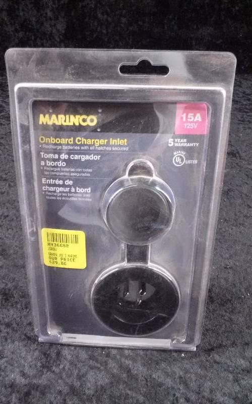 lot 949 image: Marinco Onboard Charger Inlet, 15 A, Black, PN 150BBI