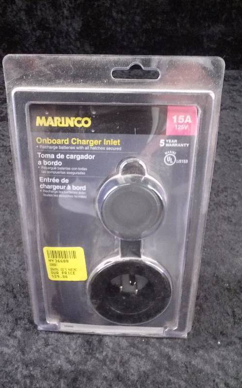 lot 950 image: Marinco Onboard Charger Inlet, 15 A, Black, PN 150BBI