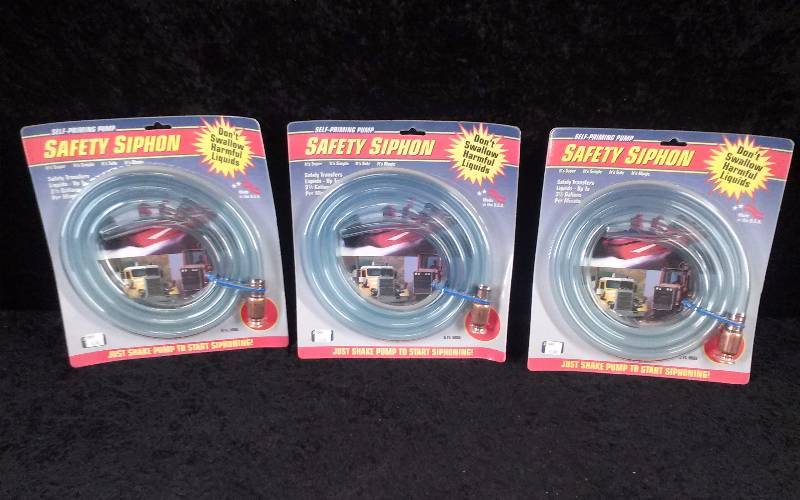 lot 995 image: Lot - (3) Self Priming Pump Safety Siphon, 6FT Hose