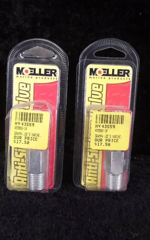 lot 1016 image: (2) Moeller Anti-Syphon Valve, 38 NPT x 38, Alum Barb, PN 033802-10