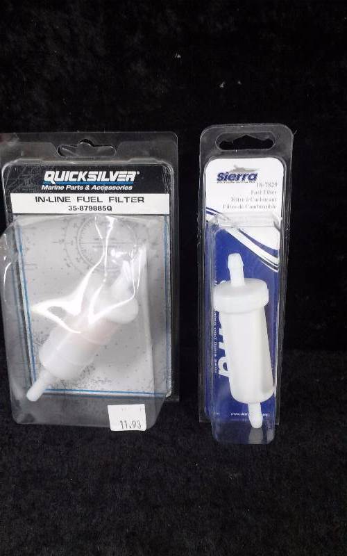 lot 1028 image: Lot (1) Sierra Fuel Filter 14 Inline, PN 18-7829 & (1) Quicksilver Fuel Filter PN 35-879885Q
