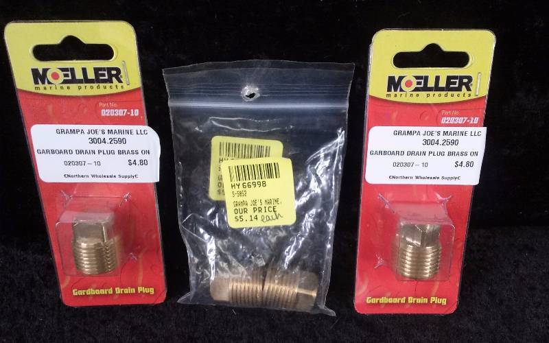 lot 1031 image: (3) Moeller Brass Gardboard Drain Plug, PN 020307-10