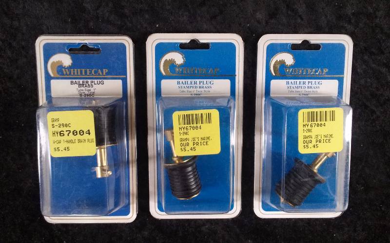 lot 1095 image: (3) Whitecap Bailer Plug, Brass, 1 Twist, PN S-290C