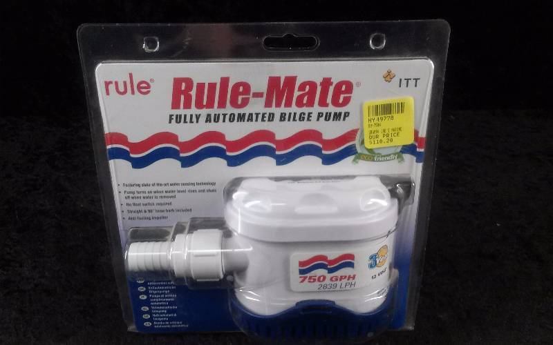 lot 1101 image: Rule-Mate Fully Auto Bilge Pump 750GPH, Model RM750A