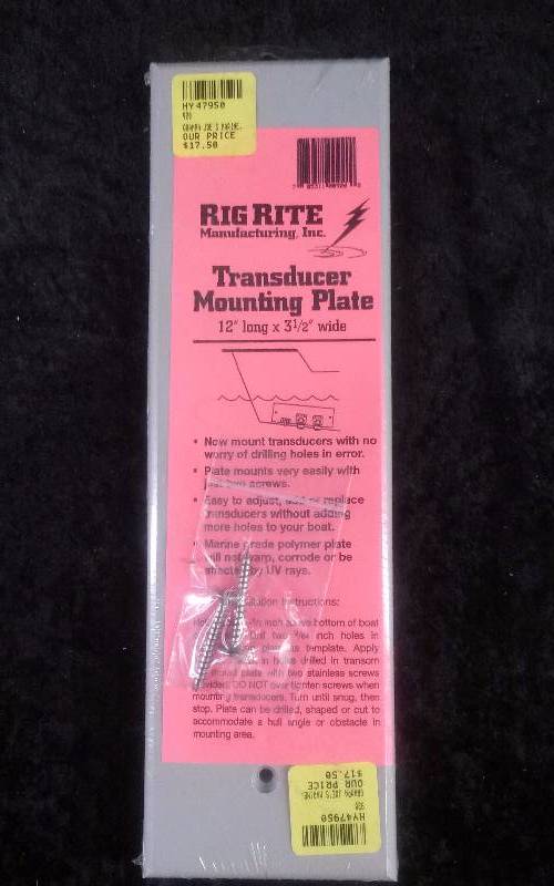 lot 1109 image: RigRite Transducer Mounting Plate 12long x 3 12 w, PN #920
