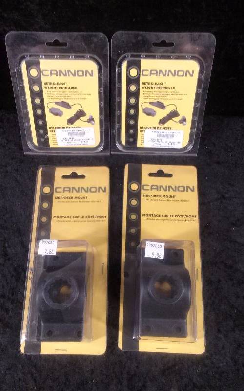 lot 1114 image: Lot - (2) Cannon Retro Ease Weight Retreiver PN 2250122 & (2) SideDeck Mount PN 1907060