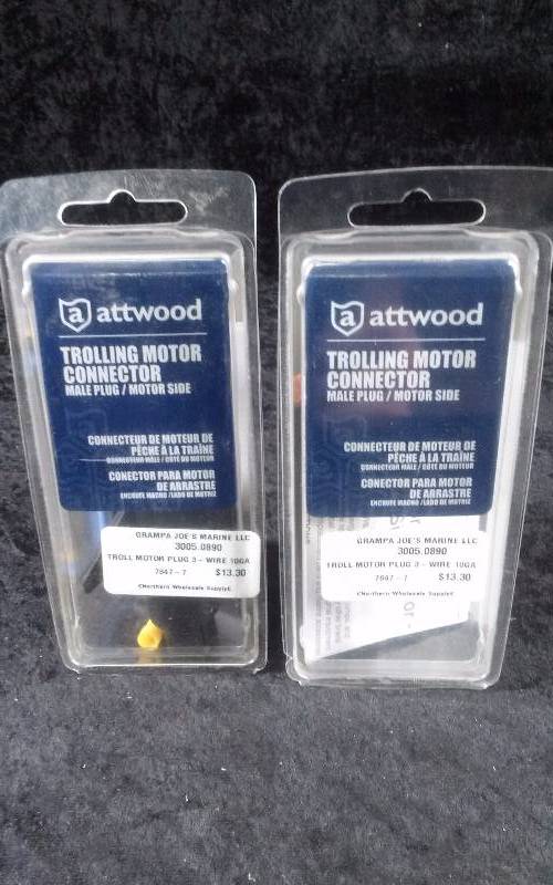 lot 1119 image: (2) Attwood Trolling Motor Connector, Male PlugMotor Side, PN 7647-7-ea