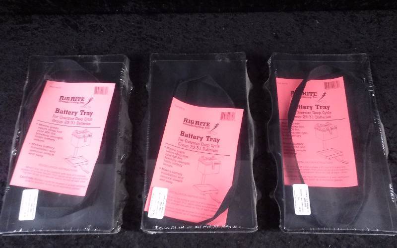 lot 1156 image: (3) RigRite Battery Tray - For Oversized Deep Cycle Group 2931 Batteries