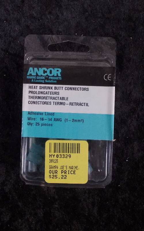 lot 1233 image: Ancor Heat Shrink Butt Connectors, Wire 16-14 AWG, 309125