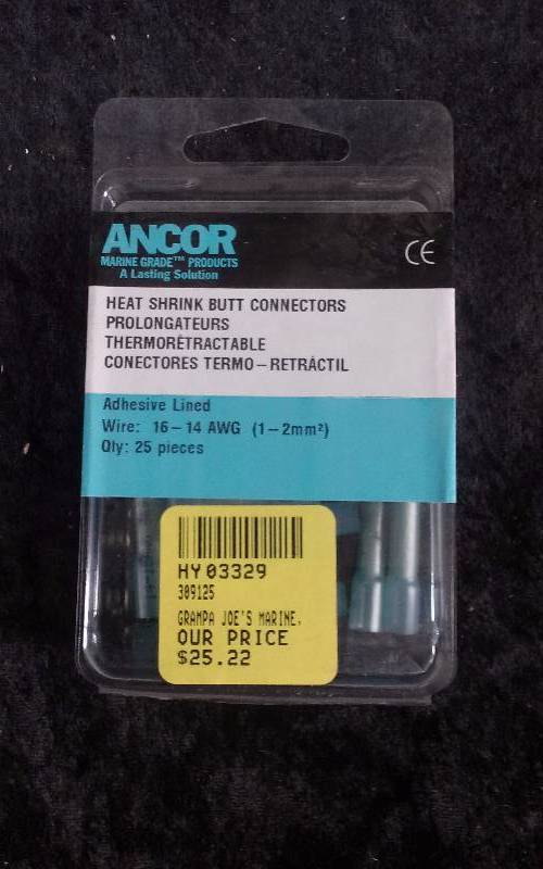 lot 1234 image: Ancor Heat Shrink Butt Connectors, Wire 16-14 AWG, 309125