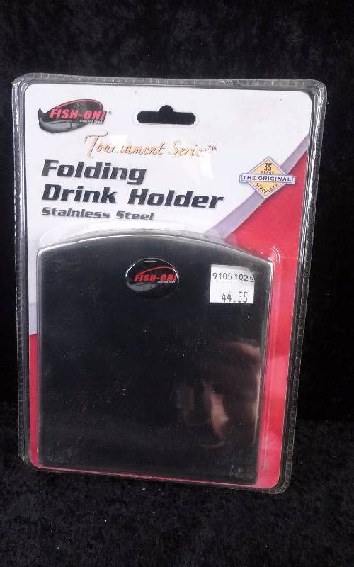 lot 1285 image: Fish-On Tournament Series Folding Drink Holder, Stainless