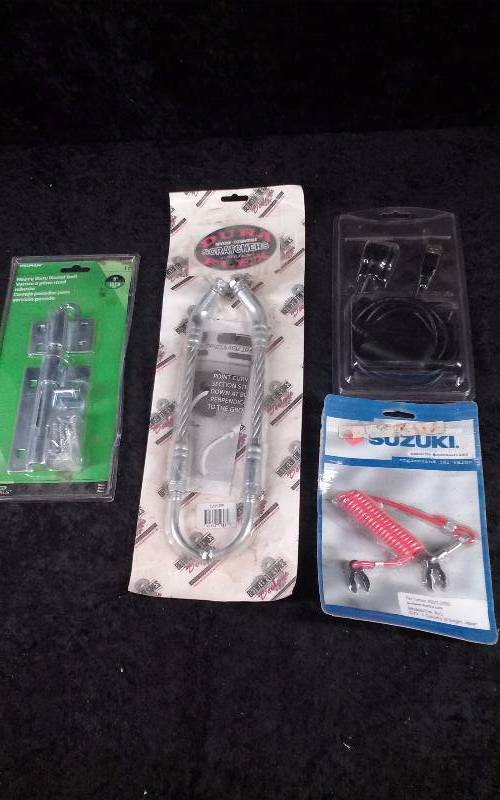 lot 1341 image: Lot - (1each) Hillman Barrel Bolts, Suzuki PlateLock, DuraFlex Scratchers