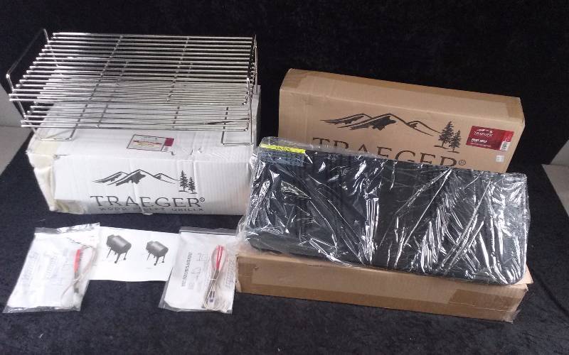 lot 1357 image: Lot - Traeger Grill Accessories (2) Front Shelf, (2) Hot Rod Replacement, (1) Smoke Shelf