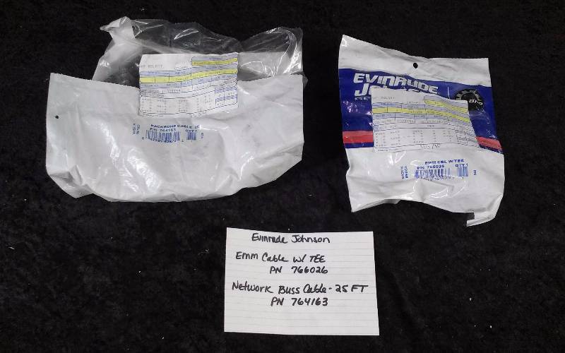 lot 1519 image: Evinrude (1) EMM Cable wTEE PN 766026 & (1) Network Buss Cable, 25FT, PN 764163