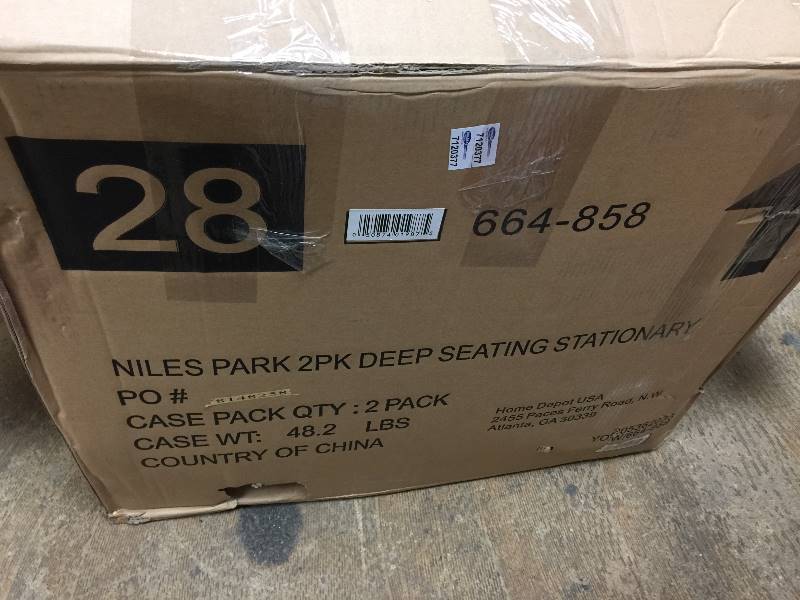 Hampton Bay Niles Park Patio Lounge Chairs with Cashew Cushions 2 pack