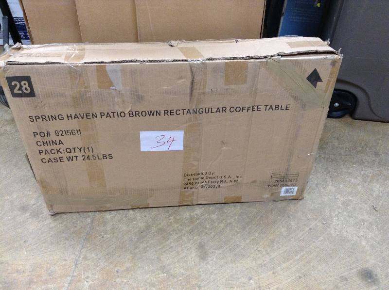 Spring Haven Patio Brown Rectangular Coffee Table