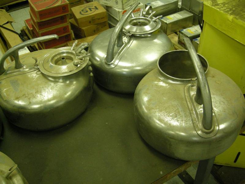 lot 166 image: 3 Universal Stainless Milking Cans